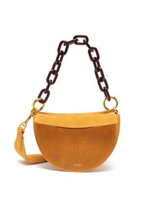 Main View - Click To Enlarge - YUZEFI - 'Doris' top handle leather snake print suede shoulder bag