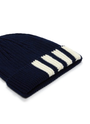 Detail View - Click To Enlarge - THOM BROWNE  - Contrast stripes ribbed cashmere beanie