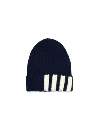 Main View - Click To Enlarge - THOM BROWNE  - Contrast stripes ribbed cashmere beanie
