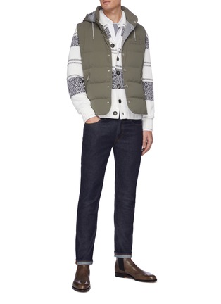 Figure View - Click To Enlarge - BRUNELLO CUCINELLI - Bold stripe shawl collar cardigan