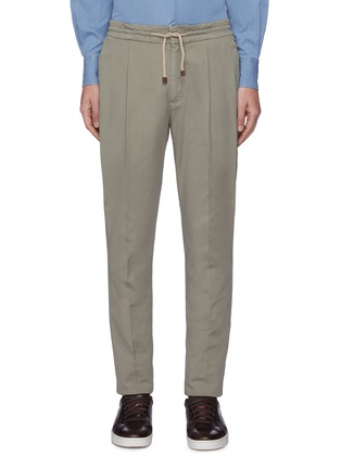 Main View - Click To Enlarge - BRUNELLO CUCINELLI - Drawstring elastic waist darted jogging pants