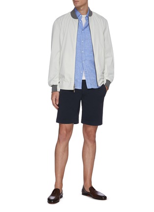 Figure View - Click To Enlarge - BRUNELLO CUCINELLI - Reversible zip front Nappa leather bomber jacket