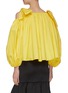 Back View - Click To Enlarge - MING MA - Tie shoulder lantern sleeve ruffle top