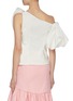 Back View - Click To Enlarge - MING MA - Asymmetric puff sleeve bow top