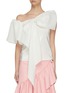 Main View - Click To Enlarge - MING MA - Asymmetric puff sleeve bow top