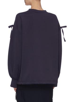 Back View - Click To Enlarge - MING MA - Ribbon embellished drawstring hem sweatshirt