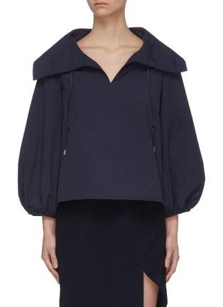 Main View - Click To Enlarge - MING MA - Puff sleeve oversize collar top