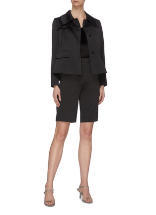 Figure View - Click To Enlarge - MING MA - Ruffle Back Crop Jacket