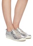 Figure View - Click To Enlarge - ONITSUKA TIGER - Mexico 66' lace up metallic leather sneakers