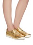 Figure View - Click To Enlarge - ONITSUKA TIGER - 'Mexico 66' lace up metallic leather sneakers