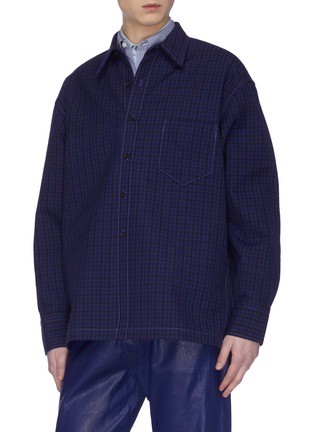 Front View - Click To Enlarge - KARMUEL YOUNG - Woollen square overshirt jacket