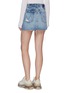 Back View - Click To Enlarge - MOTHER - 'The Vagabond Mini' colour topstitching pocket frayed hem denim skirt