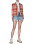 Figure View - Click To Enlarge - MOTHER - 'The Vagabond Mini' colour topstitching pocket frayed hem denim skirt