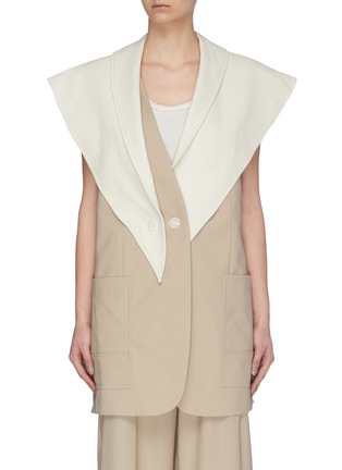 Main View - Click To Enlarge - 3.1 PHILLIP LIM - Detachable leather scarf wool vest