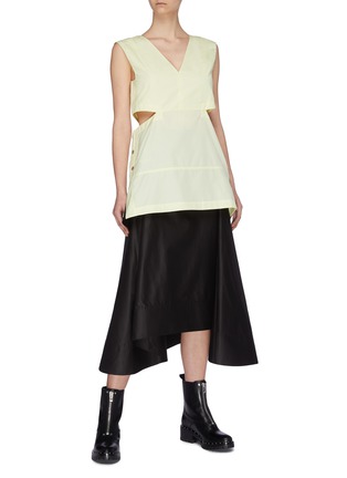 Figure View - Click To Enlarge - 3.1 PHILLIP LIM - Side cutout V-neck sleeveless cotton top