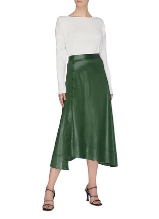 Figure View - Click To Enlarge - 3.1 PHILLIP LIM - Asymmetric side cupro midi skirt