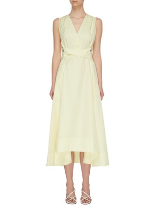 Main View - Click To Enlarge - 3.1 PHILLIP LIM - Belted V-neck flared cotton midi dress
