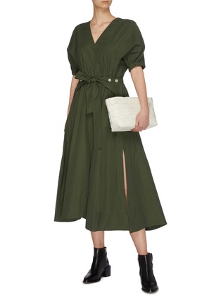 Figure View - Click To Enlarge - 3.1 PHILLIP LIM - Utility belted V-neck gathered sleeve dress