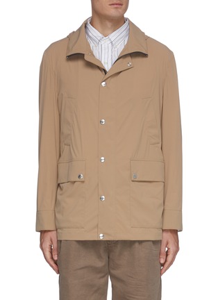 Main View - Click To Enlarge - BRUNELLO CUCINELLI - Detachable hood zip front parka jacket