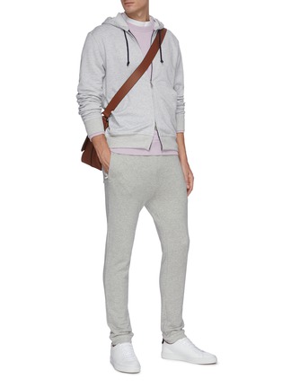 Figure View - Click To Enlarge - BRUNELLO CUCINELLI - Contrast drawstring zip front hoodie