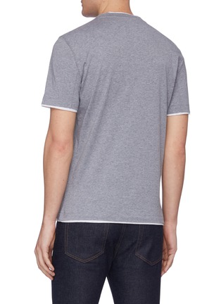 Back View - Click To Enlarge - BRUNELLO CUCINELLI - Graphic embroidery contrast edge T-shirt