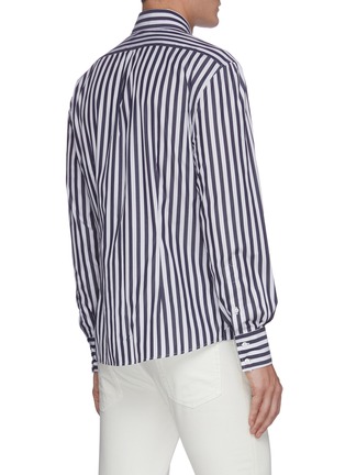 Back View - Click To Enlarge - BRUNELLO CUCINELLI - Spread collar stripe cotton shirt
