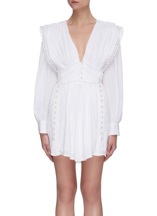 Main View - Click To Enlarge - ISABEL MARANT - 'Yaxo' V-neck buttoned mini dress