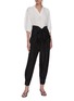Figure View - Click To Enlarge - ISABEL MARANT - 'Velasta' geometric jacquard bow-tied waist tapered pants