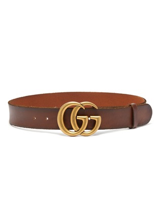 Main View - Click To Enlarge - GUCCI - 'GG Marmont' textured logo buckle leather belt