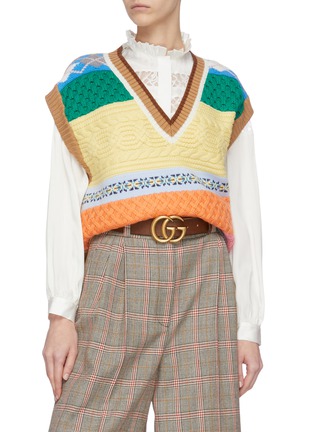 Figure View - Click To Enlarge - GUCCI - 'GG Marmont' textured logo buckle leather belt