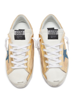 Detail View - Click To Enlarge - GOLDEN GOOSE - 'Superstar' star patch metallic tab leather upper
