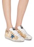 Figure View - Click To Enlarge - GOLDEN GOOSE - 'Superstar' star patch metallic tab leather upper