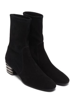 Detail View - Click To Enlarge - STUART WEITZMAN - 'Raina' stretch suede ankle boots