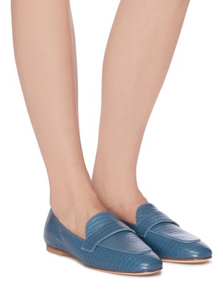 Figure View - Click To Enlarge - STUART WEITZMAN - 'Payson' croc embossed leather loafers