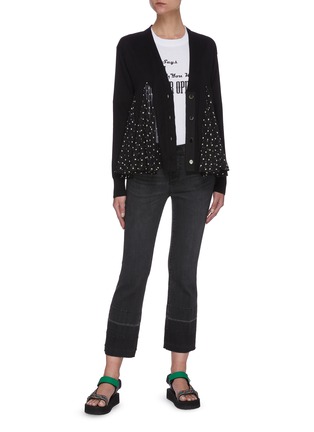 Figure View - Click To Enlarge - SACAI - Polkadot flare insert belted cardigan