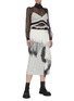 Figure View - Click To Enlarge - SACAI - Asymmetric fringe patch tweed pencil skirt