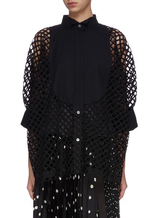 Main View - Click To Enlarge - SACAI - Oversized mesh lace shirt