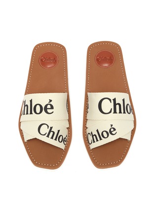 Detail View - Click To Enlarge - CHLOÉ - 'Woody' logo print strap canvas sandals