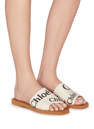 Figure View - Click To Enlarge - CHLOÉ - 'Woody' logo print strap canvas sandals