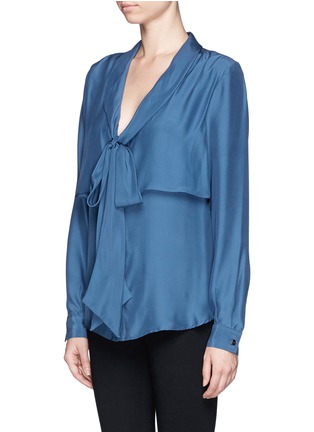 Front View - Click To Enlarge - STELLA JEAN - Double layer neck tie silk blouse