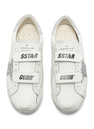 Figure View - Click To Enlarge - GOLDEN GOOSE - 'Old School' sequin star patch kids leather sneakers