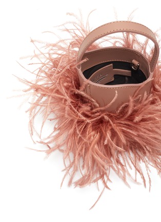 Detail View - Click To Enlarge - ATP ATELIER - 'Liliano' ostrich feather embellished micro leather bucket bag