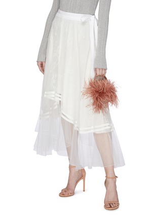 Figure View - Click To Enlarge - ATP ATELIER - 'Liliano' ostrich feather embellished micro leather bucket bag