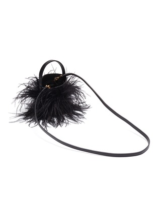 Detail View - Click To Enlarge - ATP ATELIER - 'Liliano' ostrich feather embellished micro leather bucket bag