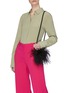 Front View - Click To Enlarge - ATP ATELIER - 'Liliano' ostrich feather embellished micro leather bucket bag