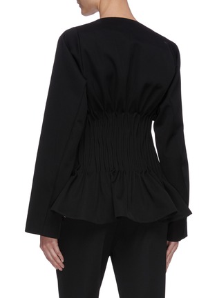 Back View - Click To Enlarge - NINA RICCI - Pintuck V-neck peplum waist wool jacket