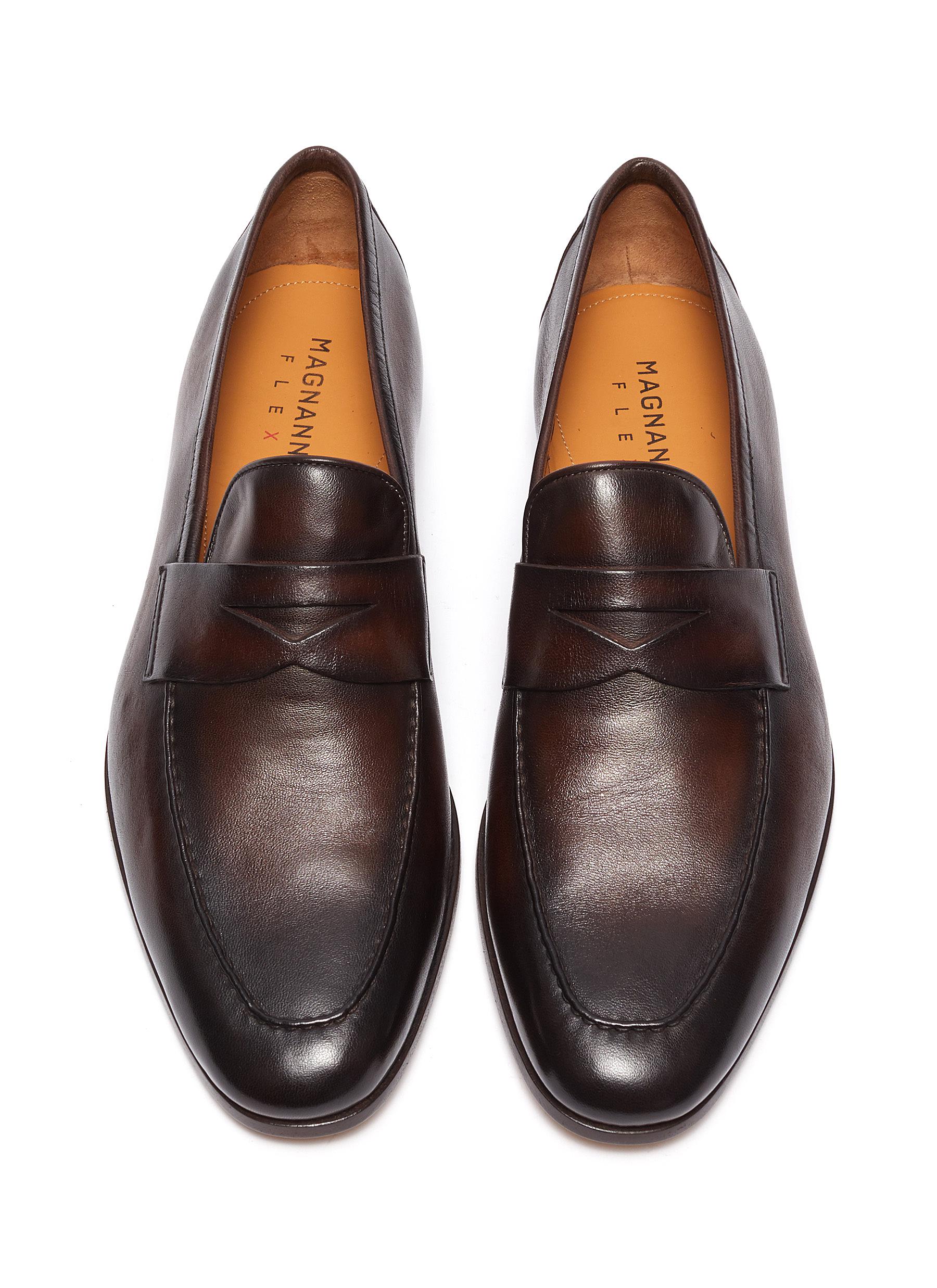 Magnanni Leather Penny Loafer In Brown | ModeSens