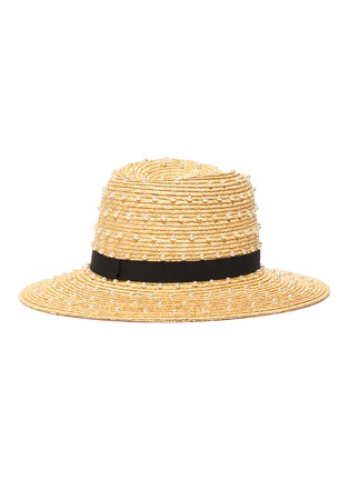 Figure View - Click To Enlarge - MAISON MICHEL - x Lane Crawford 'Virginie' Embellished Straw Fedora