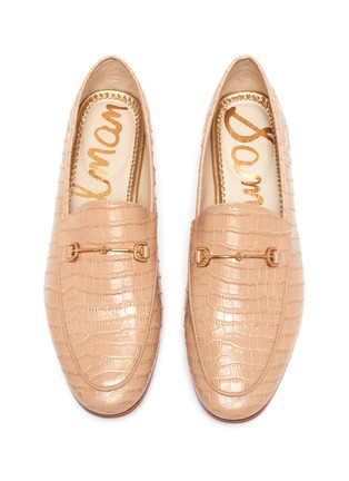 Detail View - Click To Enlarge - SAM EDELMAN - Loraine' croc embossed horsebit leather step-in loafers