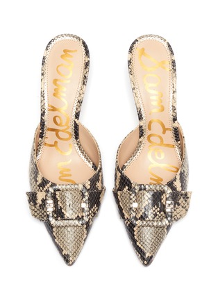 Detail View - Click To Enlarge - SAM EDELMAN - 'Janessa' buckle snake embossed mules